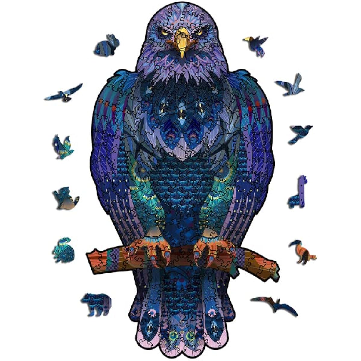 Wooden Puzzle for Adults Jigsaw Puzzle for Family Game Collection 200 Pieces 7.5x13.8 Inch Unique Animal Shape Wooden Puzzle Gift Puzzle for Friends Fun Birthday Christmas (Eagle M)