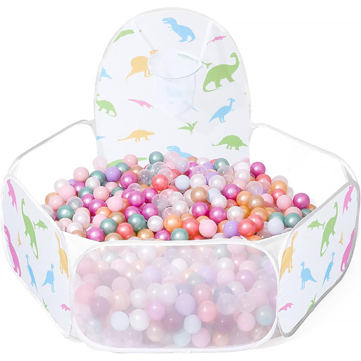 STARBOLO Kids Ball Pit Dinosaur Large Pop Up Toddler Ball Pit Tent with Basketball Hoop for Toddlers Girls Boys Indoor Outdoor Playpen with Zipper Storage Bag (Balls Not Included)
