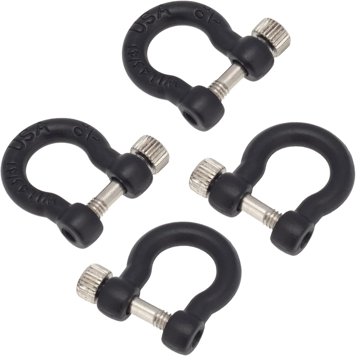 BOLIDORC 1:10 RC Towing Shackles D-Ring Trailer Buckle for 1/10 Scale RC Rock Crawler Axial SCX10 Tamiya CC01 TRX4 D90 D110 RC Car Truck Accessories (4pcs Black)