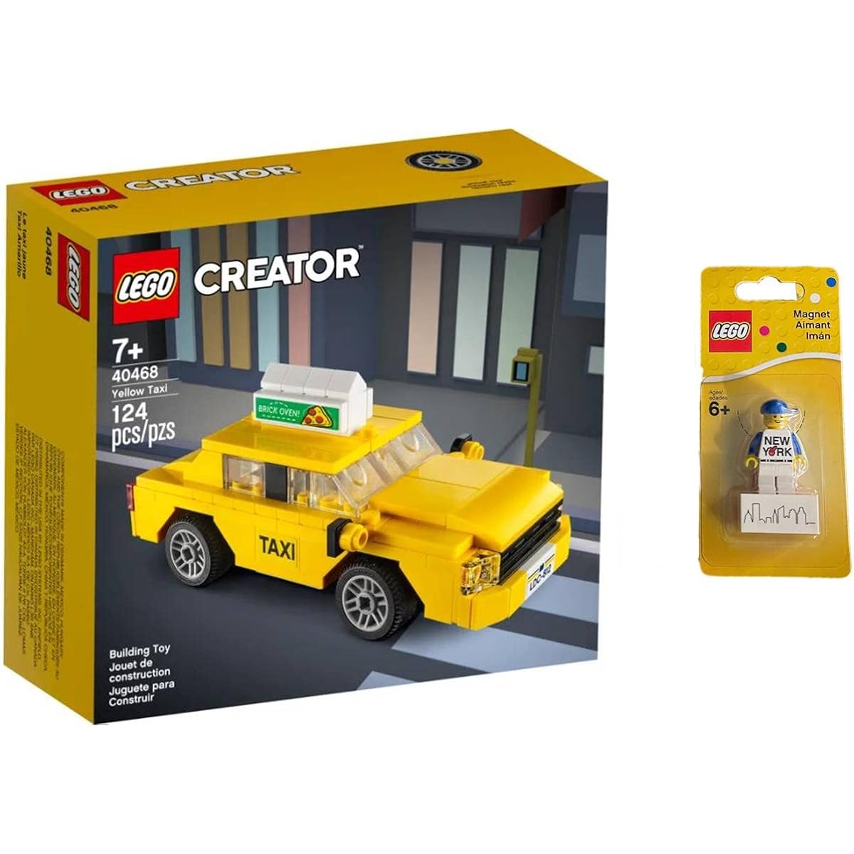 LEGO Creator Yellow Taxi (40468) + New York NYC Minifigure Magnet Exclusive City Bundle