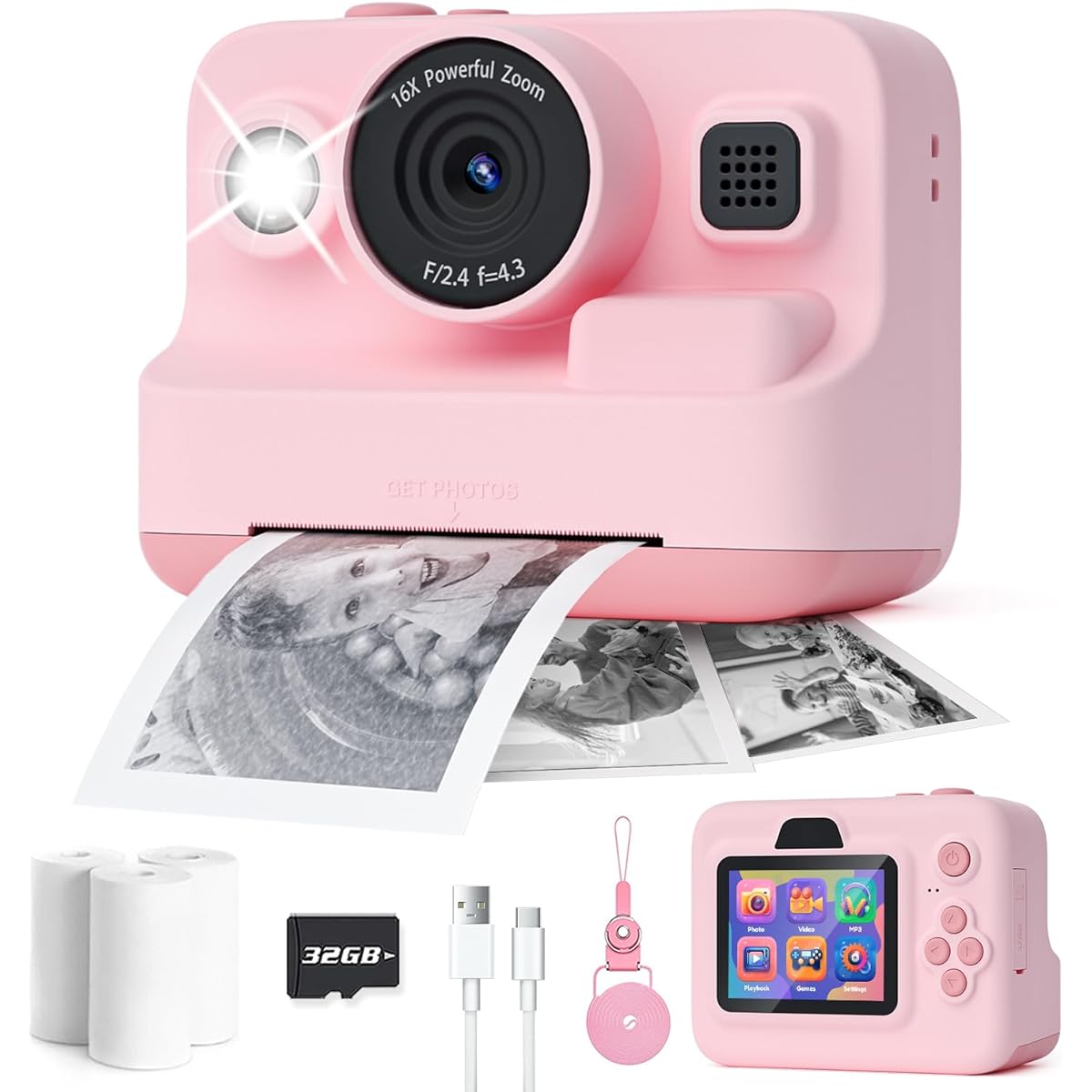 Dylanto Instant Print Camera for Kids (Pink)
