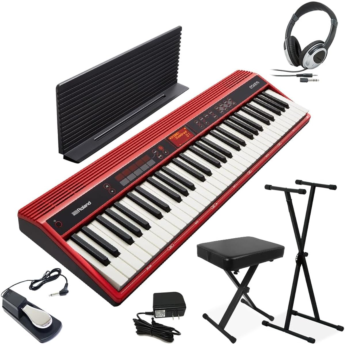 Roland GO-61K Original music stand, damper pedal, headphones, X-stand, X-stool set Portable keyboard 61 keys Roland