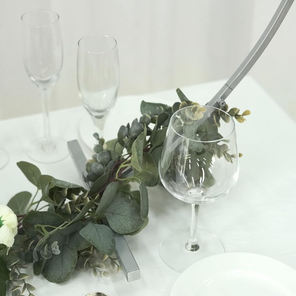 Efavormart 36" Silver Metal Round Hoop Wedding Centerpiece Freestanding Table Floral Wreath Frame