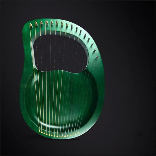 WowZza 16 String Wooden Lyre Harp Musical Instrument Harp, Lyre Harp with Tuning Tool for Beginners/Green