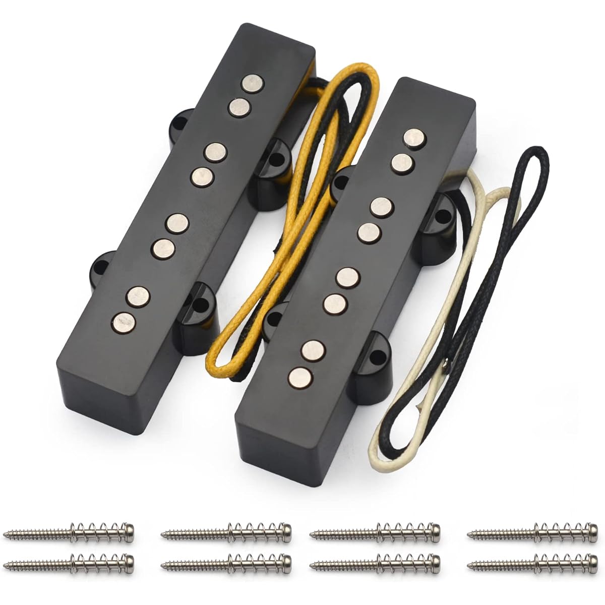 MAXCHEER Open Alnico 5 Jazz JB Bass Pickup Neck Bridge Pickup Braided Cloth Cable for 4 String Bass Parts