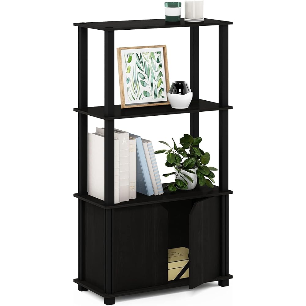 Furinno Go Green Multipurpose Storage Rack Espresso/Black 4 Tiers with Door [Regular Japanese Import Product]