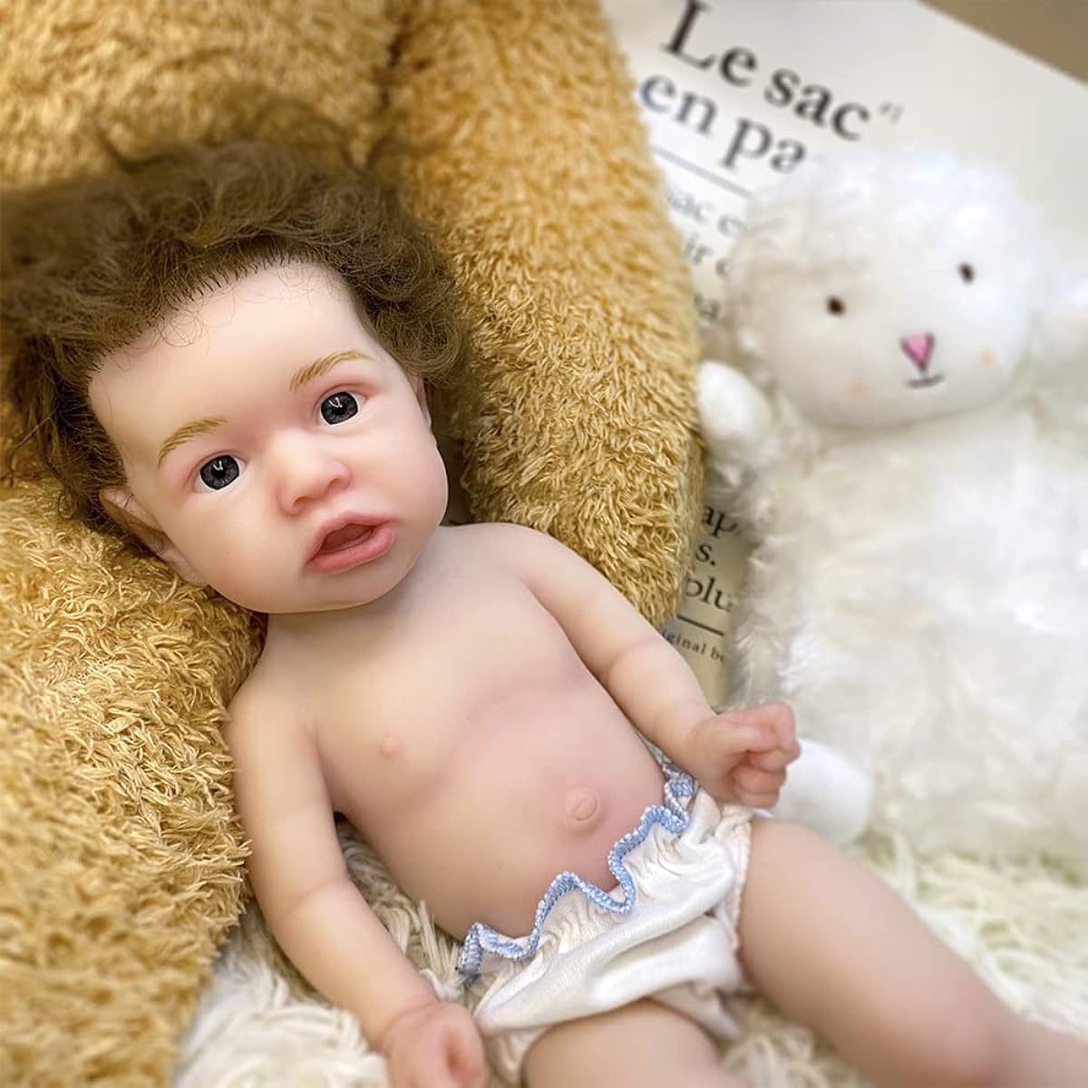 IDOREBORN 13 inch full silicone doll, soft and realistic baby doll, painted reborn baby doll for kids (Saskia Boy)