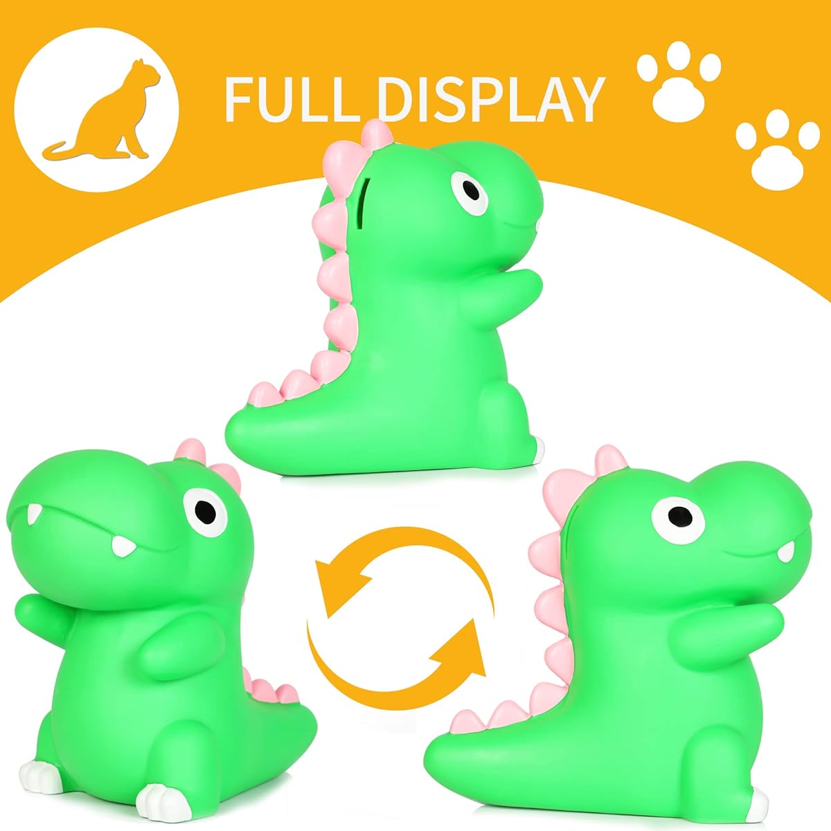 H&W Large Dinosaur Piggy Bank Shatterproof Tyrannosaurus Rex Money Bank First Coin Bank Birthday Gift for Kids Boys Girls Home Decoration (Light Green)
