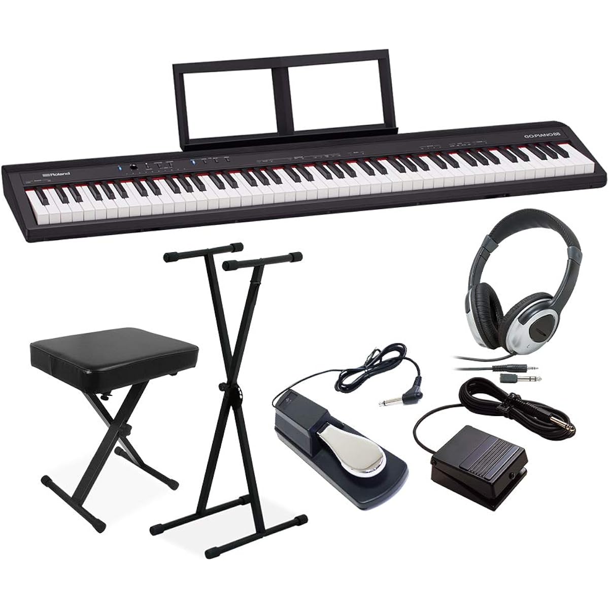 Roland GO-88P 88 keys, X stand, X chair, damper pedal, headphones set, keyboard