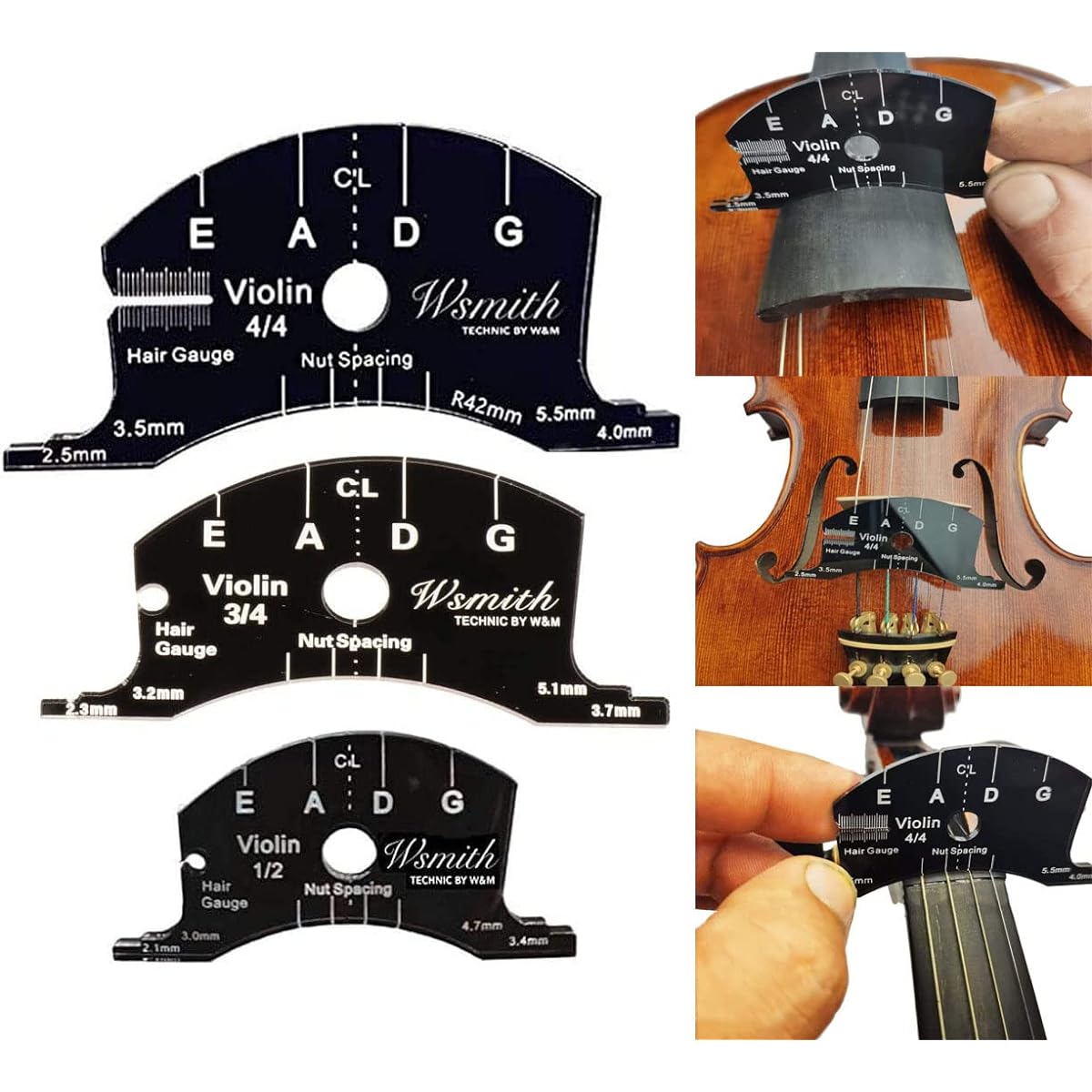 Jiayouy 12 Piece Violin Repair Maintenance Tool Kit Maple Bridge, Template Gauge, String Lifter, Sound Post Gauge, Retriever Clip, Setter Violin Roussier Tool
