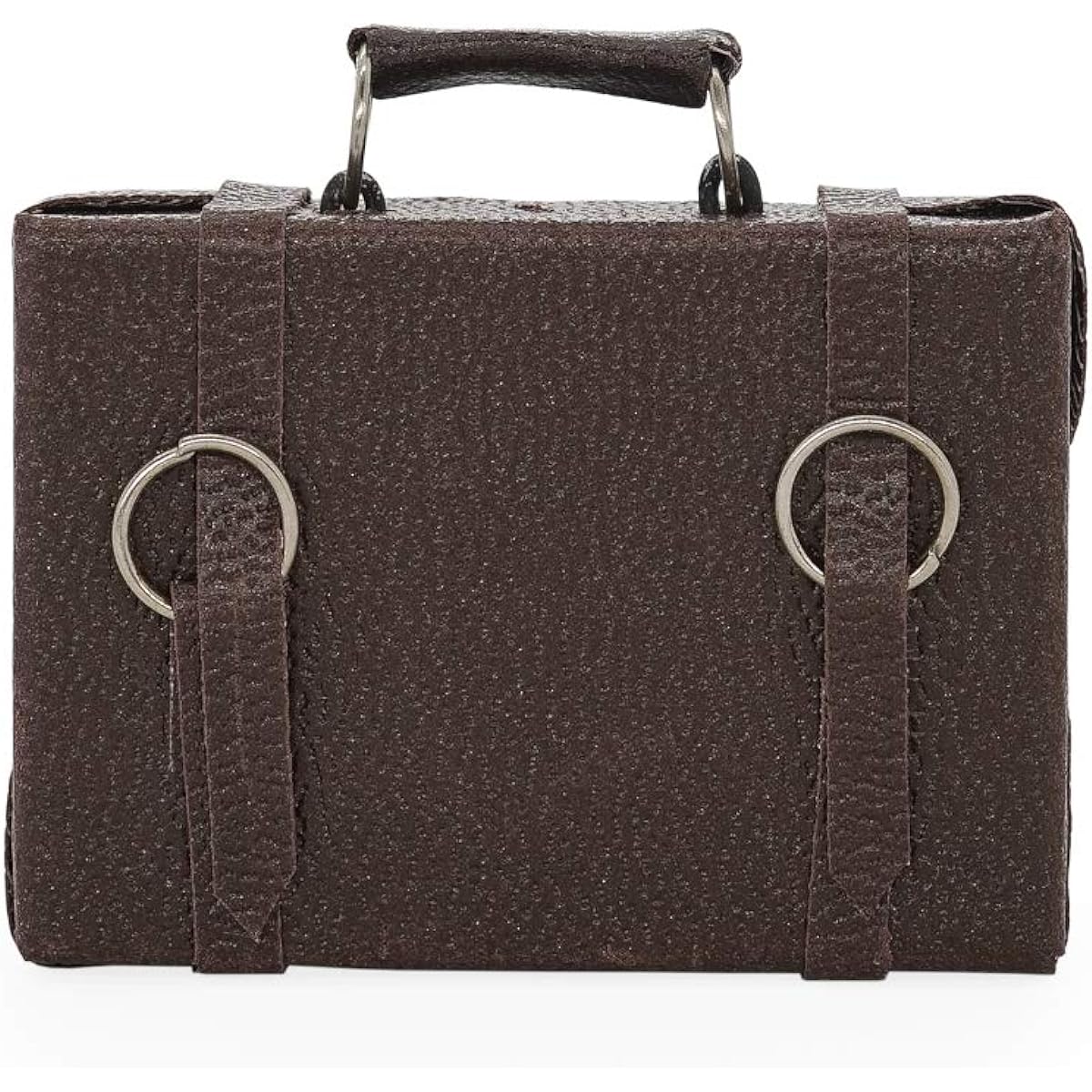 Odoria 1:12 Miniature Brown Business Suitcase Briefcase with Leather Staps Dollhouse Decoration Accessories