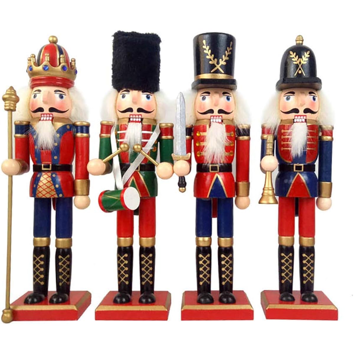 VeroMan Wooden Nutcracker 4 Pieces Soldier Doll Hand Painted Figurine Christmas Gift (30CM)