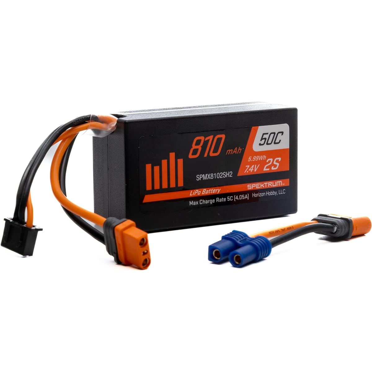 Spektrum 7.4V 810mAh 2S 50C Lipo Battery: IC2, SPMX8102SH2
