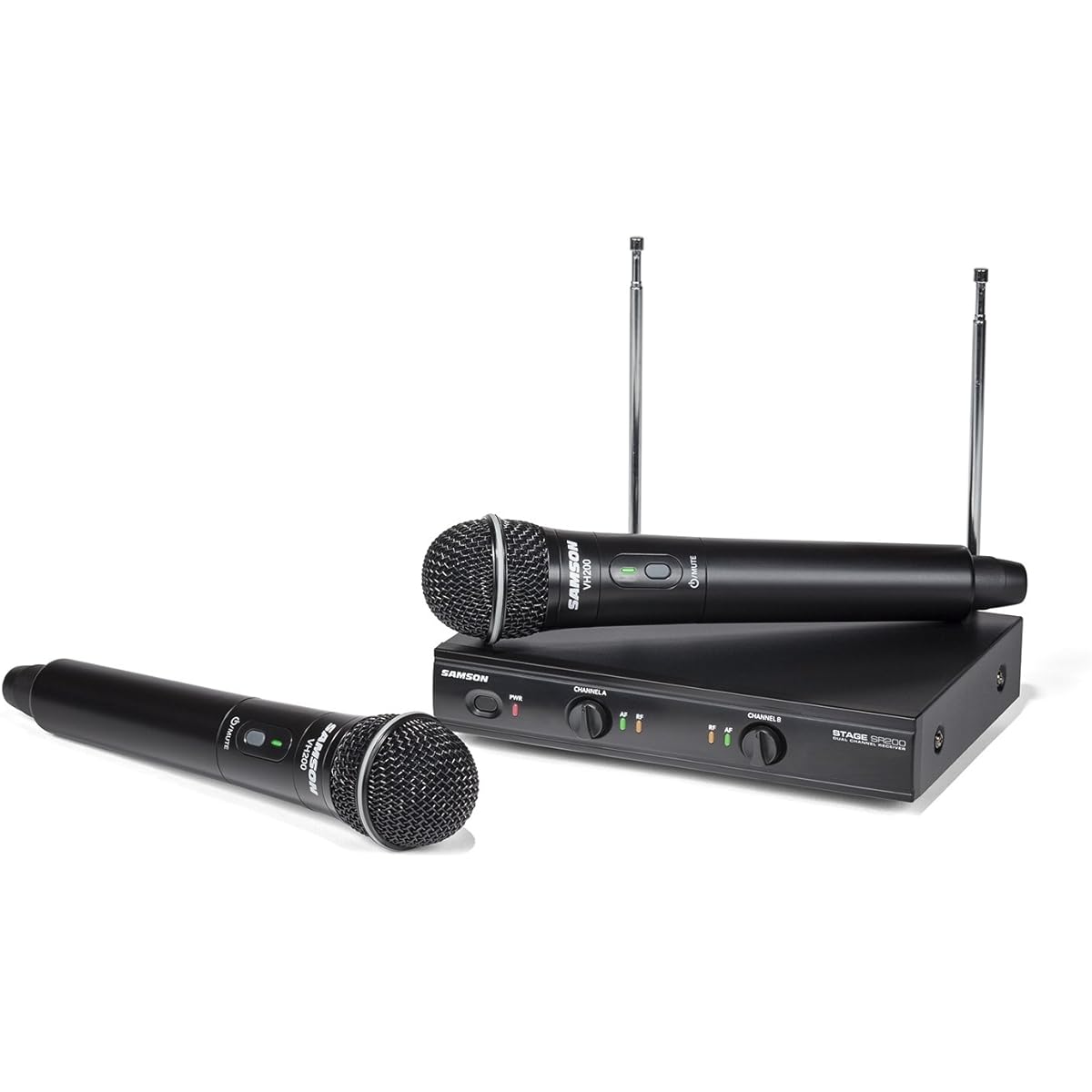 Samson Stage 200 Dual-Channel Handheld VHF Wireless System with Two Q6 Dynamic Microphones (Group A) by Samson Technologies