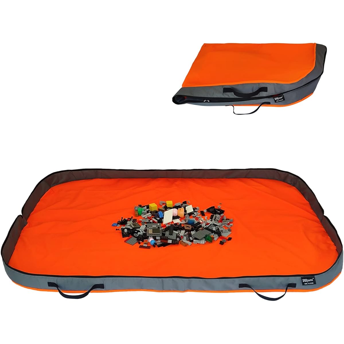 BBpara - Toy Storage Basket Play Mat for Building Blocks and Building Blocks - Large Toy Storage Bag - Large Size - Orange
