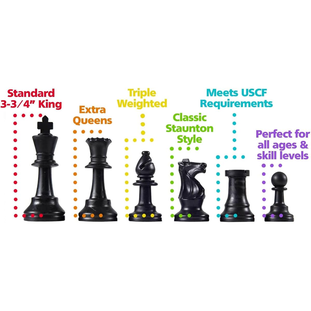 Wholesale Chess Heavy Tournament Triple Weight Chess Pieces 3 3/4 with King