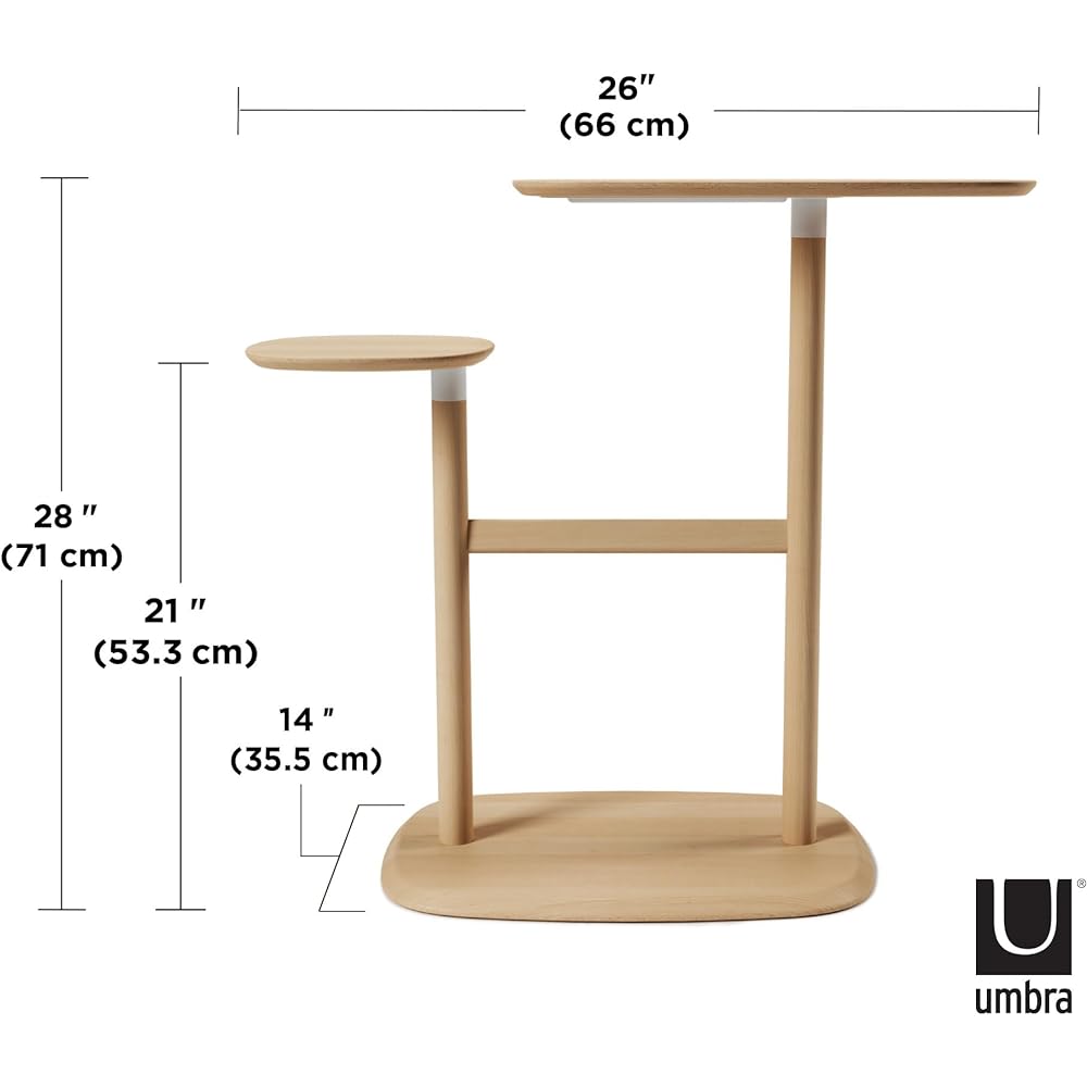 umbra Swibo Side Table, Natural Wood, Interior Table, Side Table, Stylish, Simple, Wood Grain, Accessory Holder, Organizing, Bedroom, Living Room, Convenient, Rotating, Natural Wood 21013759390