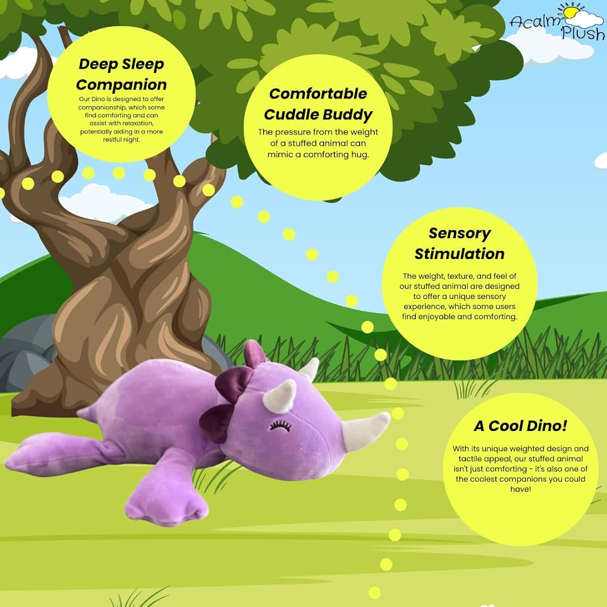 Legend & Co. 16" | 2.5 lb Dinosaur Weighted Plush Toy | Happy Dinosaur Plush Toy | Cozy Weighted Plush Toy | Super Soft Cuddly Stuffed Animal (Purple Dino 16")