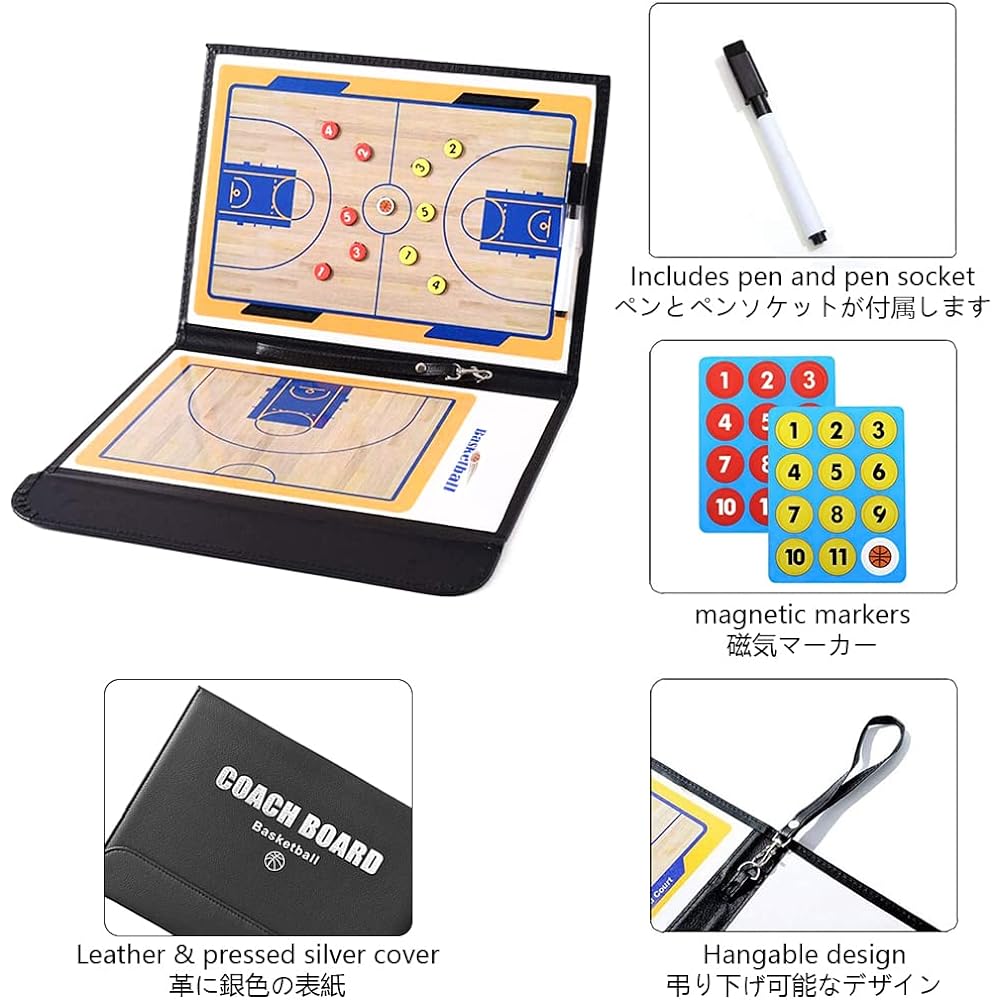 XASMA Football Coaching Board Coaching Board Clipboard Tactical Magnetic Board Kit Soccer Training Equipment Portable Strategy Coach Board with Whiteboard, Marker Pen and Zipper Bag