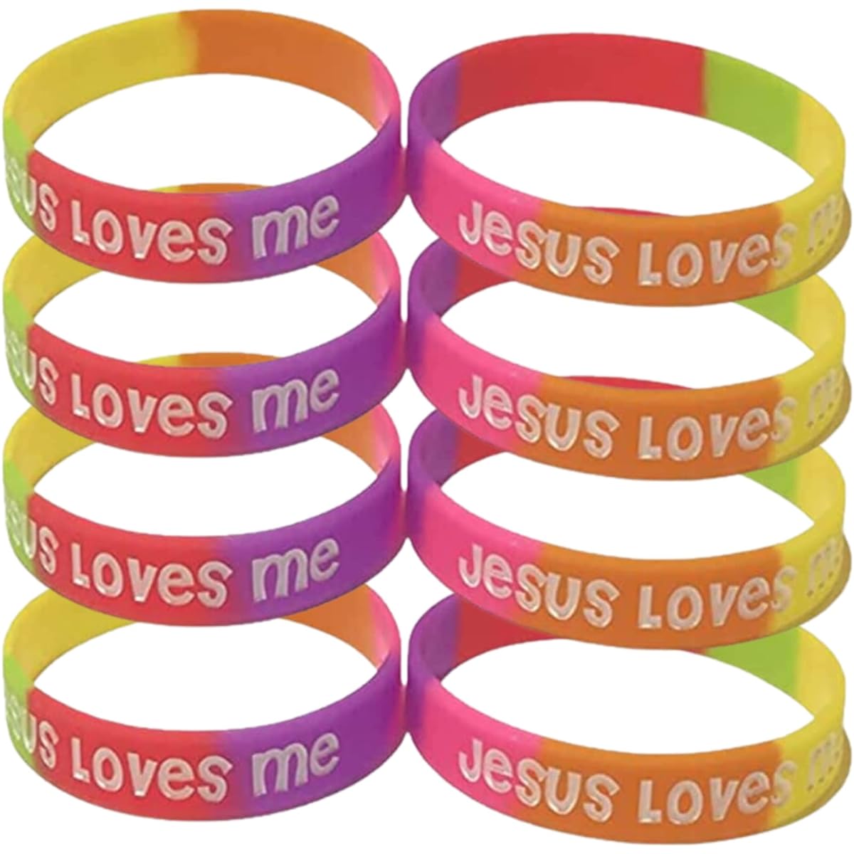 Jesus Loves Me John 3:16 Silicone Wristband Bracelets - Bulk Pack of 100 for VBS, Vacation Bible School, Church, Sunday School, Missionaries - Ink Injected Christian Religious Accessories, Youth, Silicone Rubber