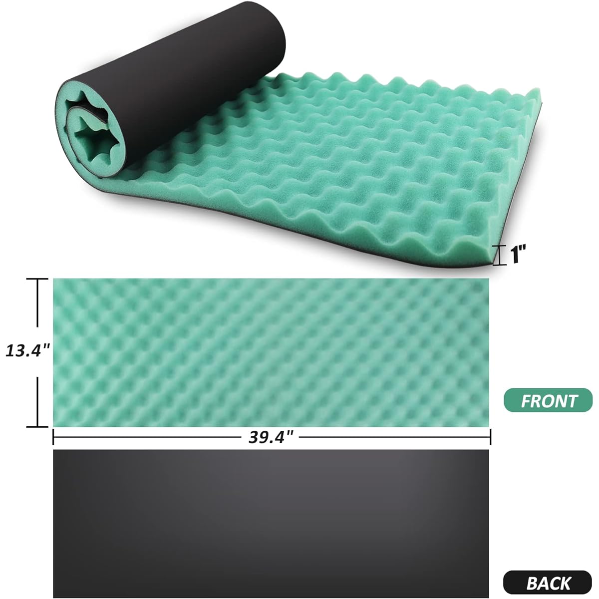BXI Double Noise Insulation Soundproofing Foam - 39.4 x 13.4 x 1 inch Egg Crate Soundproof Soundproofing Foam Panels - Soundproofing Panels for HVAC, Pipes, Machinery, Walls, Doors
