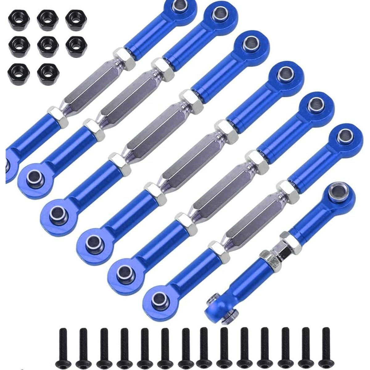 Adjustable Aluminum Turnbuckle Camber Link Rod End Set for 1/10 Slash 4X4/2WD Short Course Upgrade Parts 7pcs/Set Navy Blue