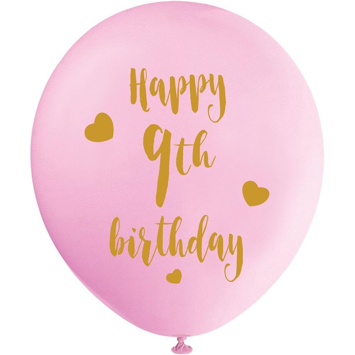 Latex Balloons Pink 9th Birthday 12 Inch (16pcs) Girls Gold 9th Birthday Party Decorations Supplies
