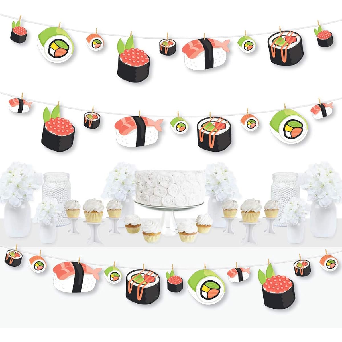 Big Dot of Happiness Let's Roll - Sushi - Japanese Party DIY Decorations - Clothespin Garland Banner - 44 Pieces