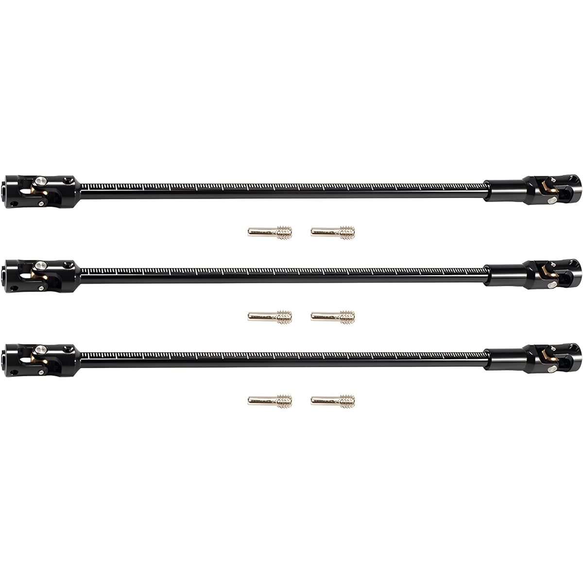 SCX10 Drive Shaft 3pcs 68-229mm Cut to Length Stainless Steel Drive Shaft for 1/10 RC Crawler LCG Rig Sporty Scaler GSPEED Capra SCX10 Pro Element DIY SCX10 (Cut to Length Drive Shaft Set Black)