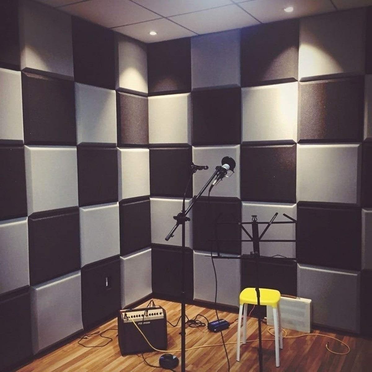 Studio Acoustic Panel, Soft Collision Avoidance Soundproof Wall Sticker Study Bedroom Sound Absorbing Cotton Size: 50 x 50 x 50 cm (Blue) (Red)