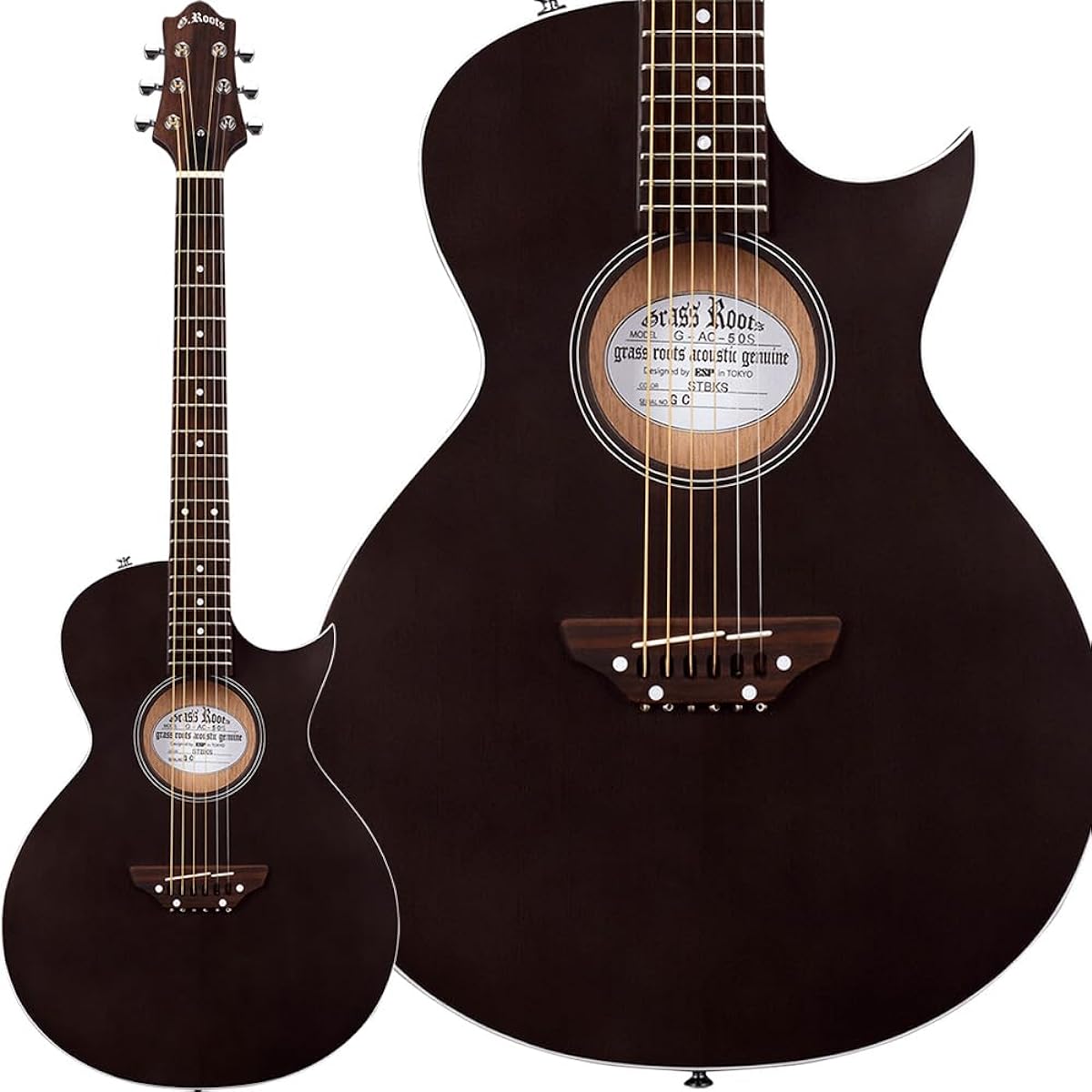 GrassRoots G-AC/S See Thru Black Satin Acoustic Guitar GrassRoots
