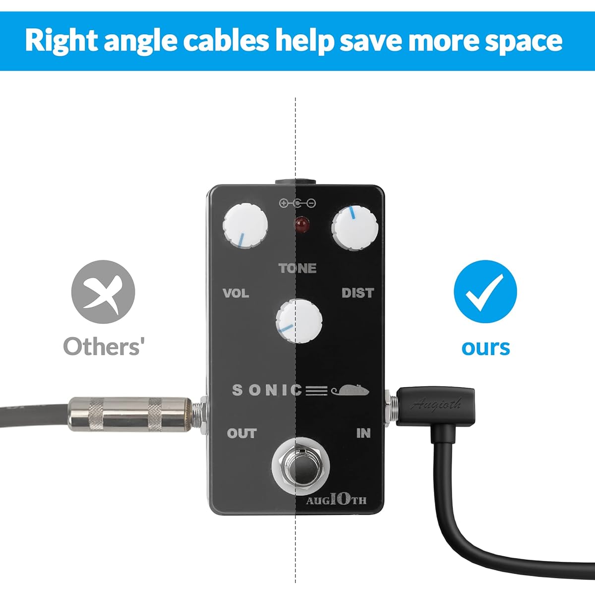 AUGIOTH Guitar Patch Cables Guitar Effect Pedal Cables 6 Inch 3 Pack