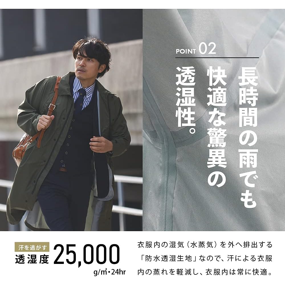 [Ametohare] Raincoat, Stainless Steel Collar Coat, Unisex, For Sunny or Rainy Weather, Waterproof, AH-300 3 Layer Stainless Steel Collar Coat