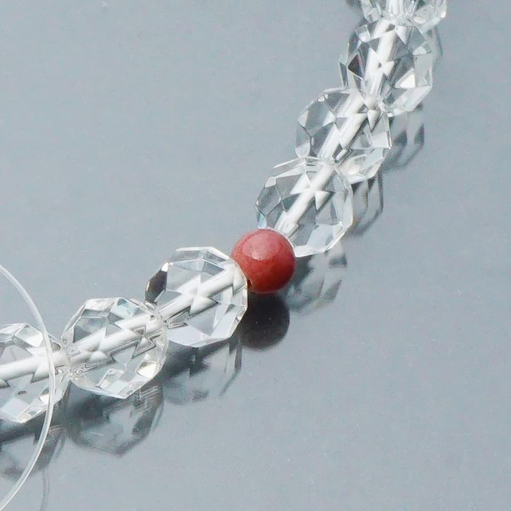 Prayer beads made in Japan <Made in Japan> Women's genuine crystal 32-sided cut Rose pyroxene included Pure silk tassel (100% silk) Handmade prayer beads Can be used by all sects Domestic prayer beads [Long-established prayer beads manufacturer founded o