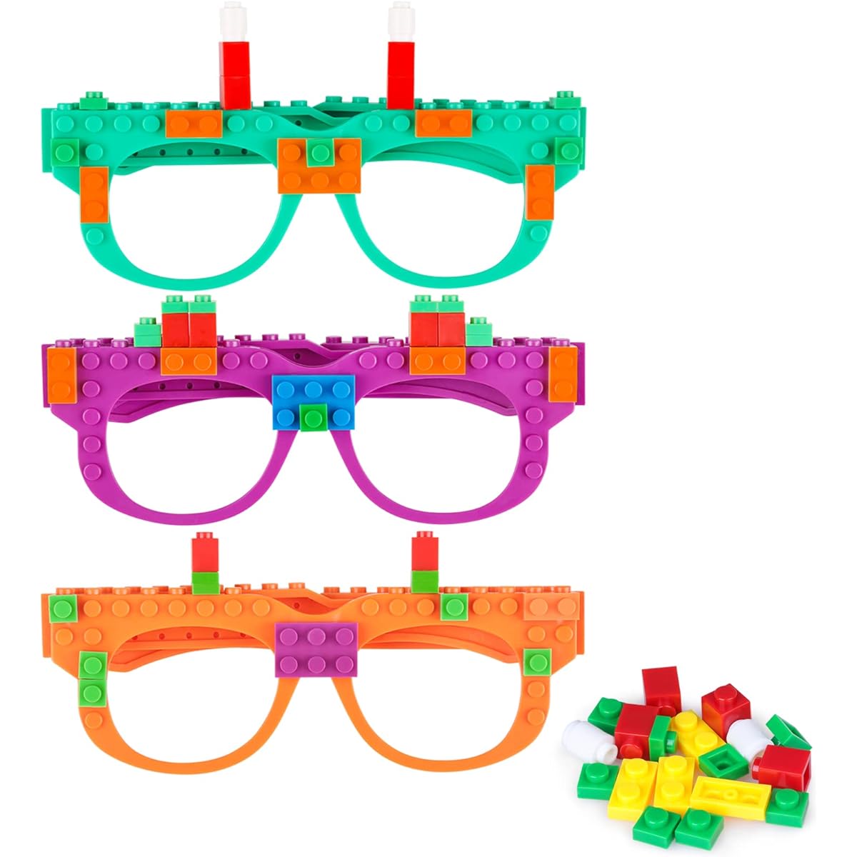 Hooqict 9pcs DIY Building Blocks Glass Building Blocks Games for Kids Creative Building Blocks Birthday Party Favors Carnival Party Game Supplies
