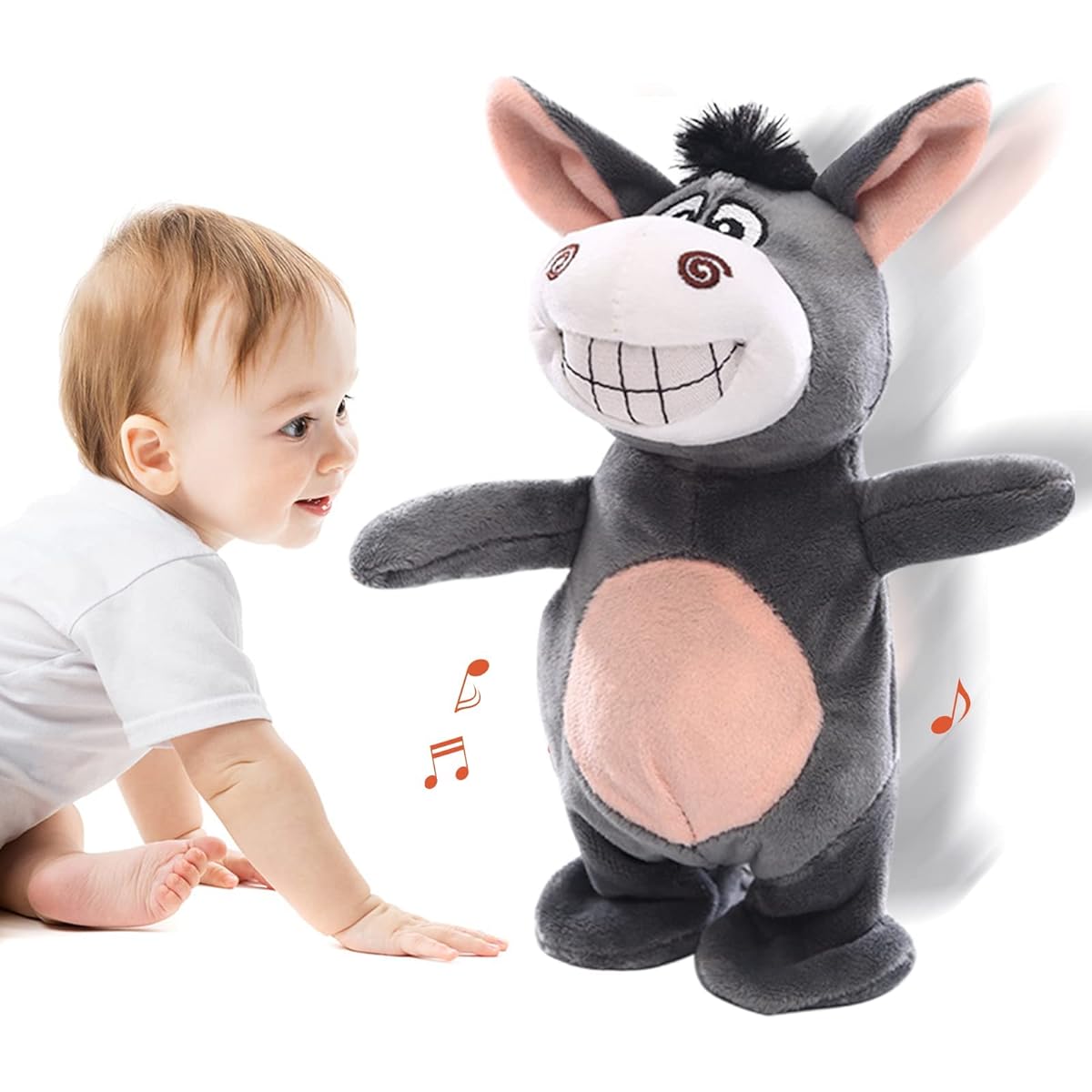 Emoin Walking Donkey Stuffed Animal Pet Living Singing Donkey Plush Toy Baby Toy Repeating Repeat What You Say Crawling Toy Toddler Girl Boy Baby Toy 6-12 Months Birthday Gift