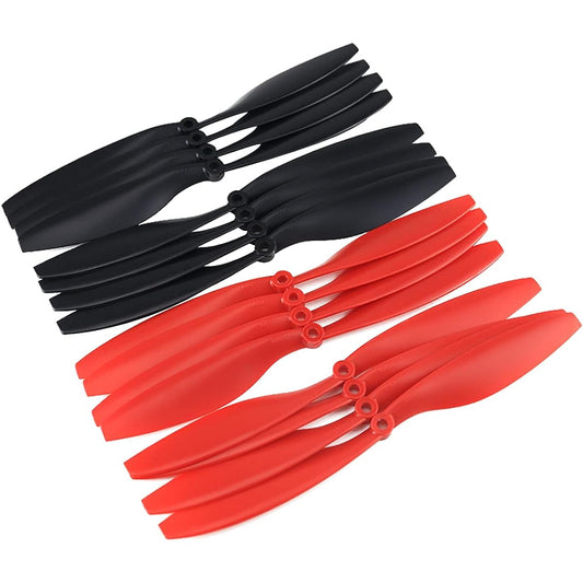 8 Pairs 1045 Carbon Fiber Nylon Propellers CW/CCW Propellers for RC Quadcopter UAV Drone VS APC Propellers (8 Black 8 Red)