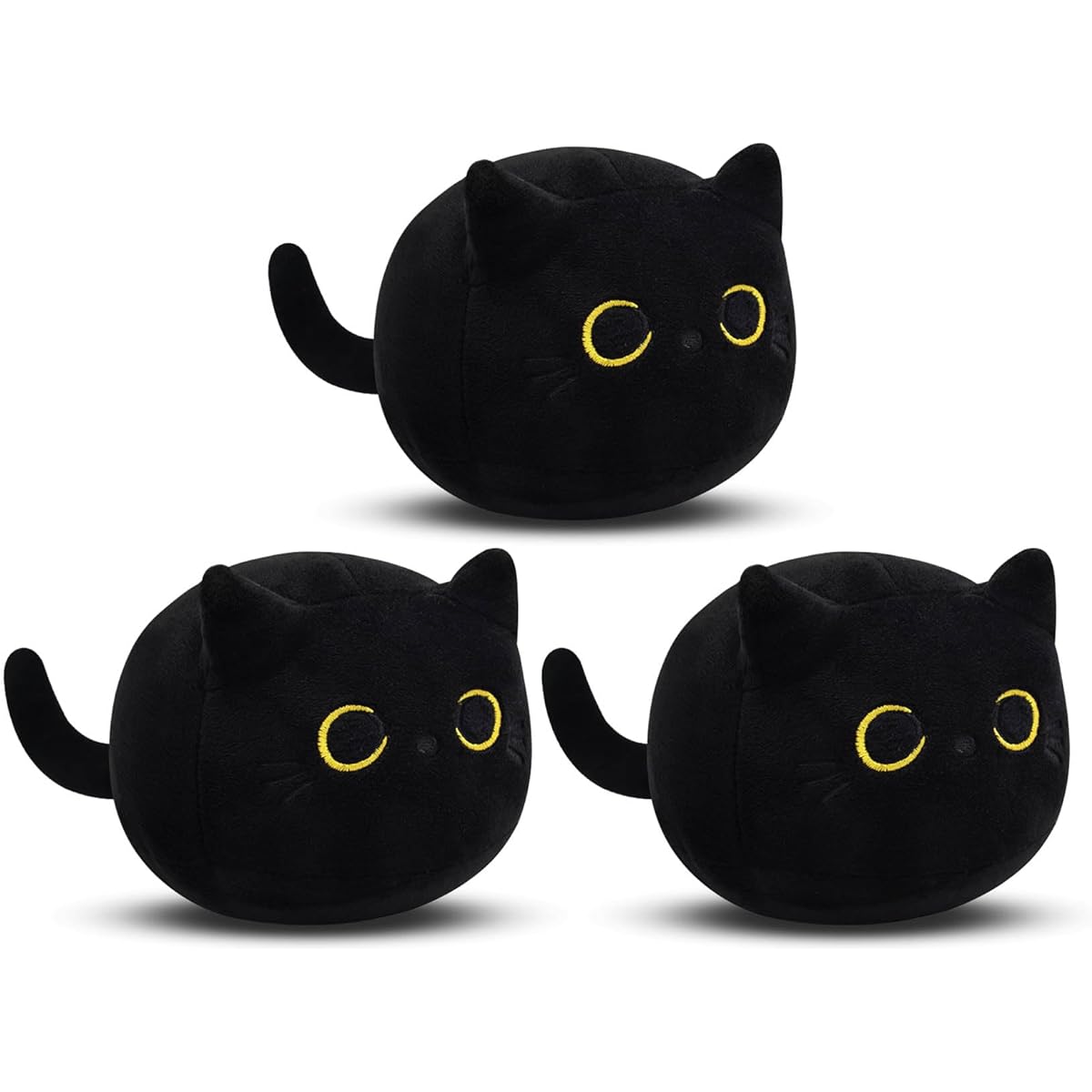 LSYDCARM 3 Pieces Black Cat Plush Toy, Cute Mini Black Cat Stuffed Animal, Cute Plush Toy, Soft Small Cat Pillow, Kids Birthday, Home Decoration