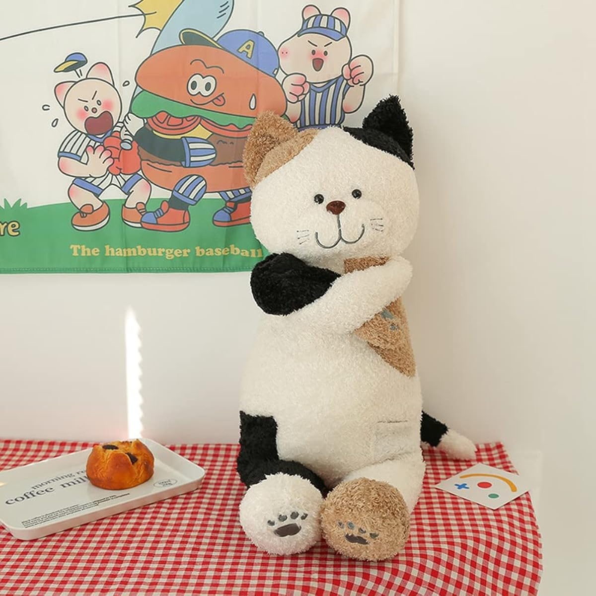 Cat stuffed animal, large, ornament, cute, huggable pillow, sewn wrapping, put to sleep, soothing, soft, extra large, miscellaneous goods, Nemunemu, Christmas, 110cm, fluffy mochi, celebration, realistic, Children's Day, white, birthday, present, bedside