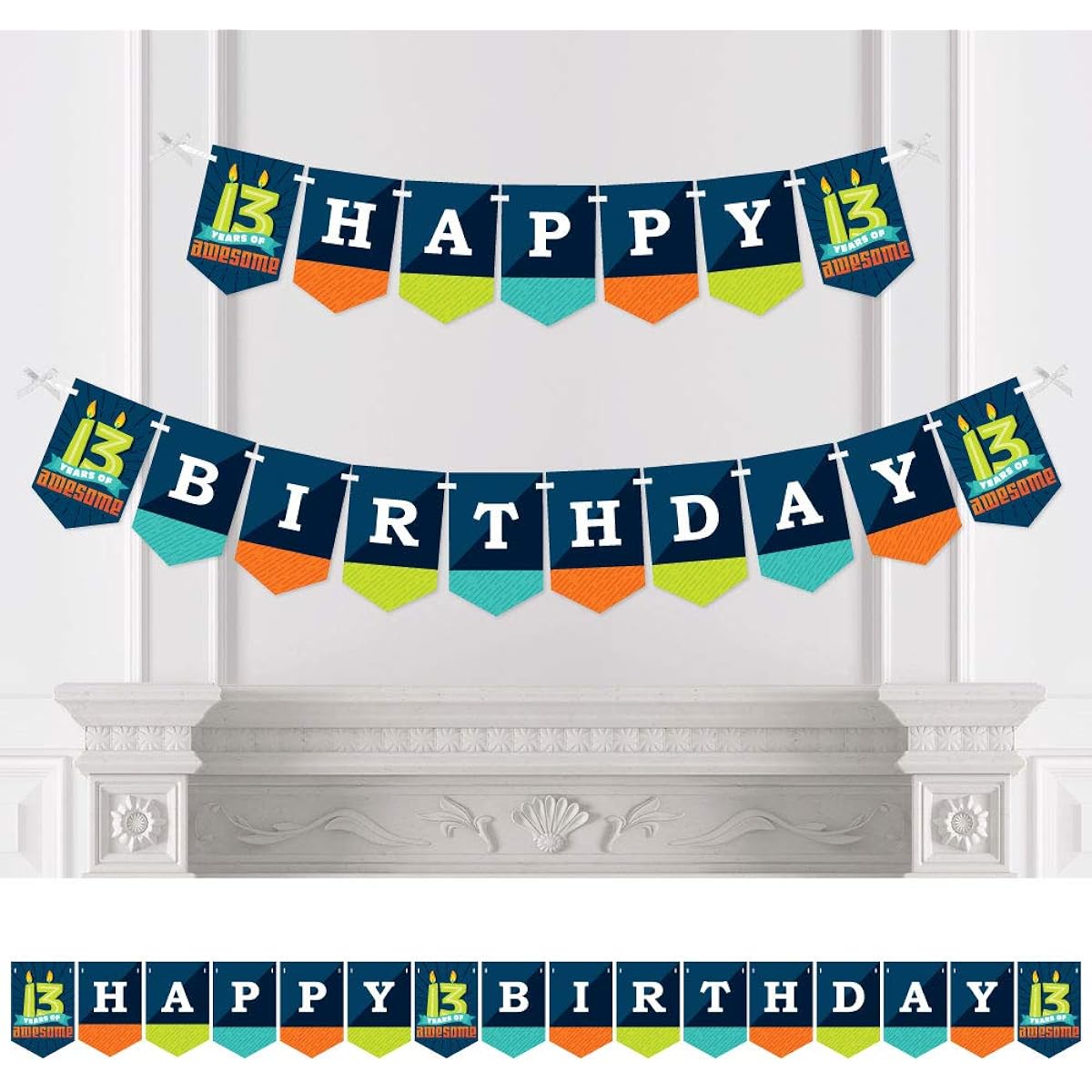 Big Dot of Happiness Boy 13th Birthday - Teenager Birthday Party Banner- Birthday Party Decorations - Happy Birthday