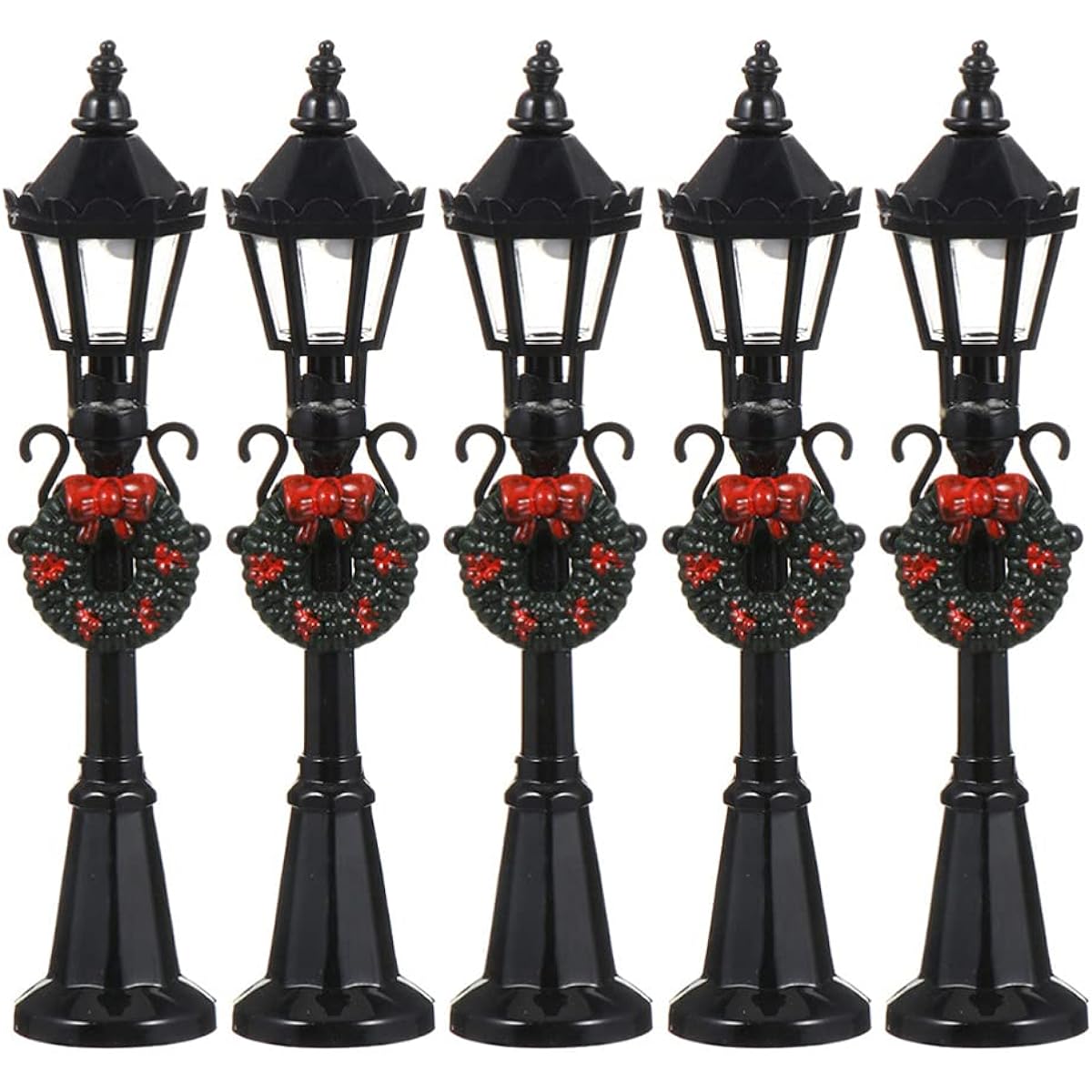 Toddmomy Christmas Mini Street Light Model 5 Pieces Mini Street Light Christmas Small Street Light Dollhouse Street Light Model Street Lamp DIY Dollhouse Village Aisle