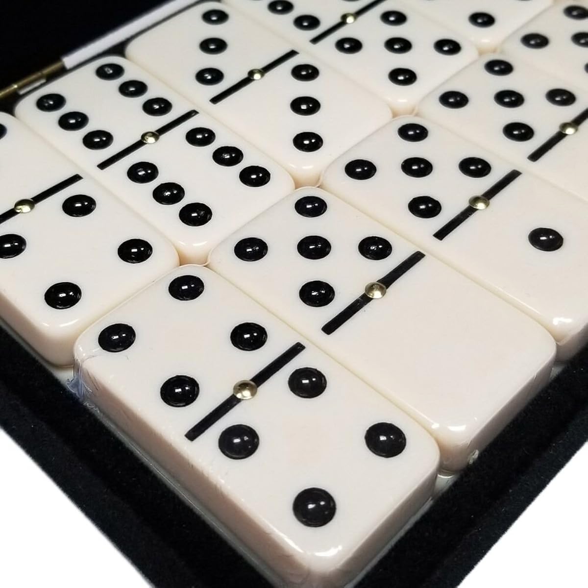 Domino Double 6 White Tiles Jumbo Tournament Size w/Spinners