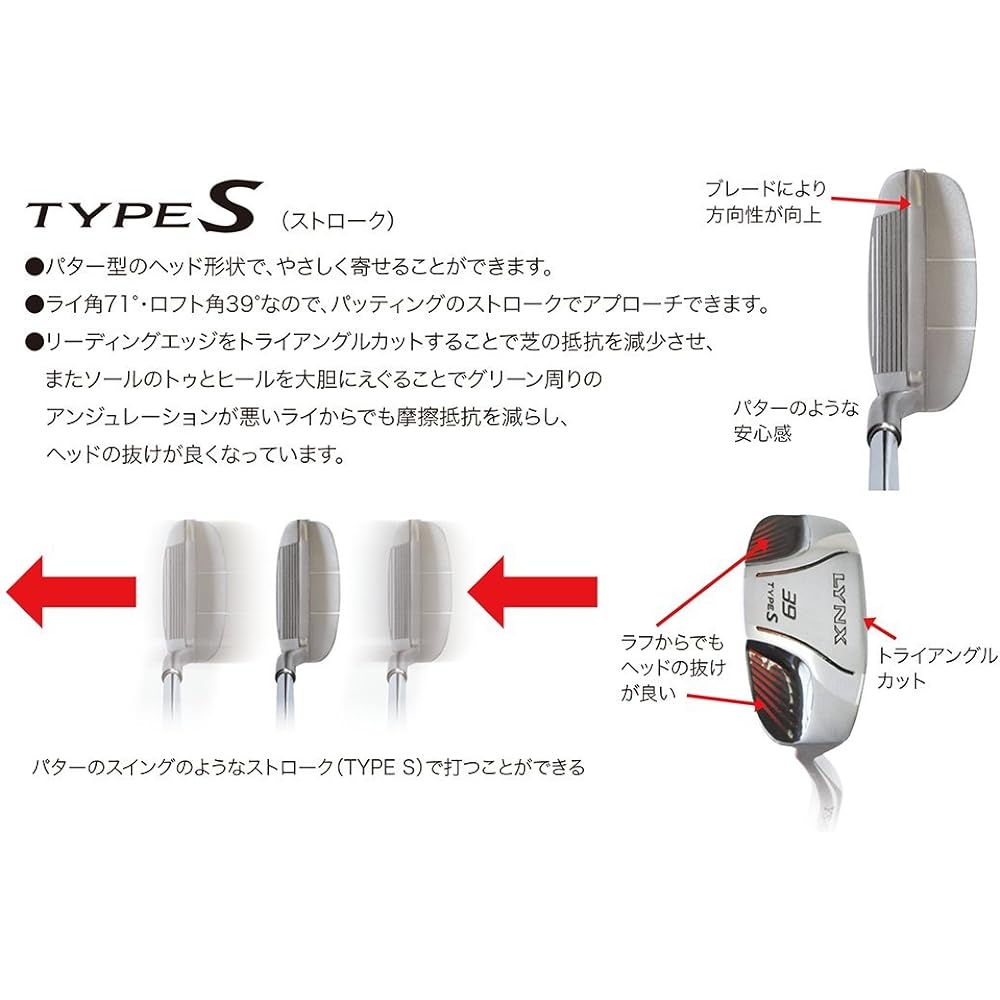 LYNX YS-ONE Chipper TYPE S 2015 LYNX Original Steel Shaft Loft Angle: 39 Lie Angle: 71 degrees Bounce Angle: 0 degrees