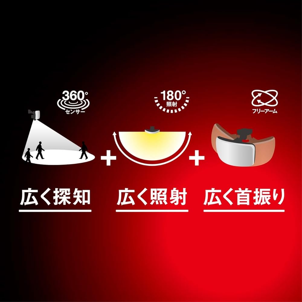 Musashi Sensor Light Gray Body Size: Width 20.4 x Depth 15.1 x Height 14.5cm 27W Wide Free Arm Type LED Sensor Light LED-AC1027