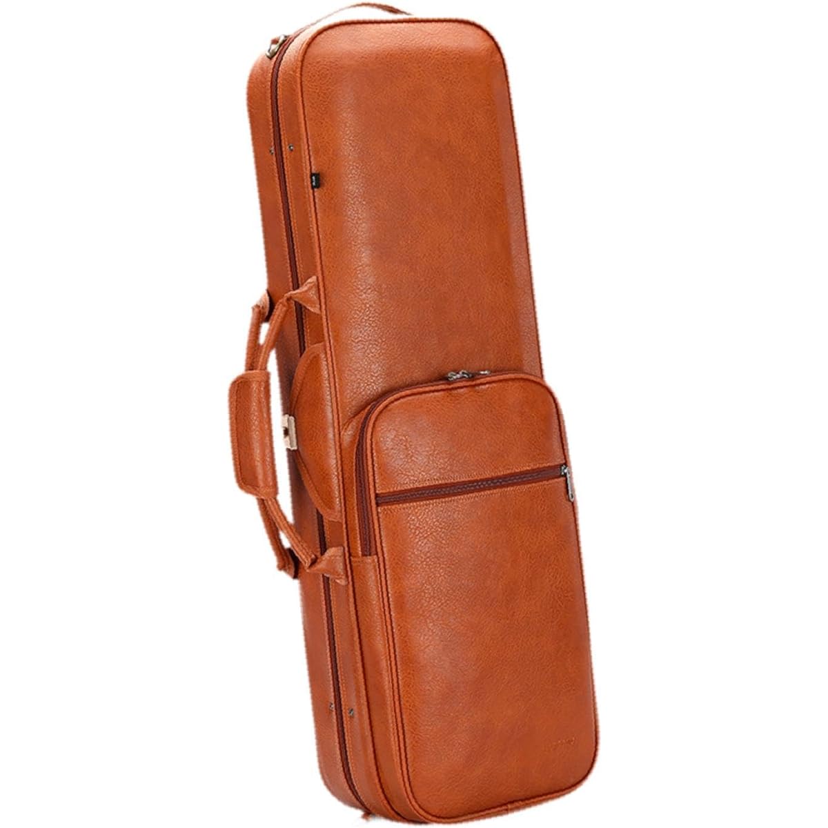 Colaxi Violin Case Fiddle Handbag PU Leather Carry Case Carry Bag Music Tools Shockproof Backpack Accessories Violin Backpack, Orange