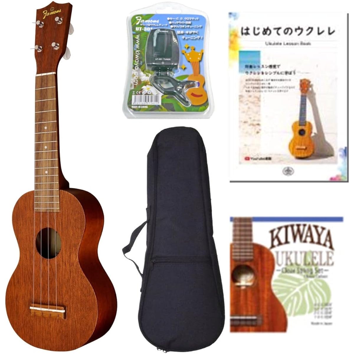 Famous FS-1 Beginner's Genuine Introductory 5-piece Set [New Specifications] Famous Domestic Standard Ukulele Introductory Set