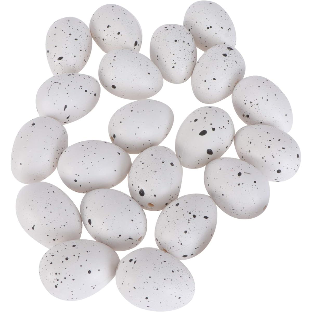 SEWACC 50pcs Speckled Easter Eggs Fake Easter Eggs Mini Bird Eggs Graffiti Eggs Easter Basket Craft Fillers DIY Home Garden Decor White