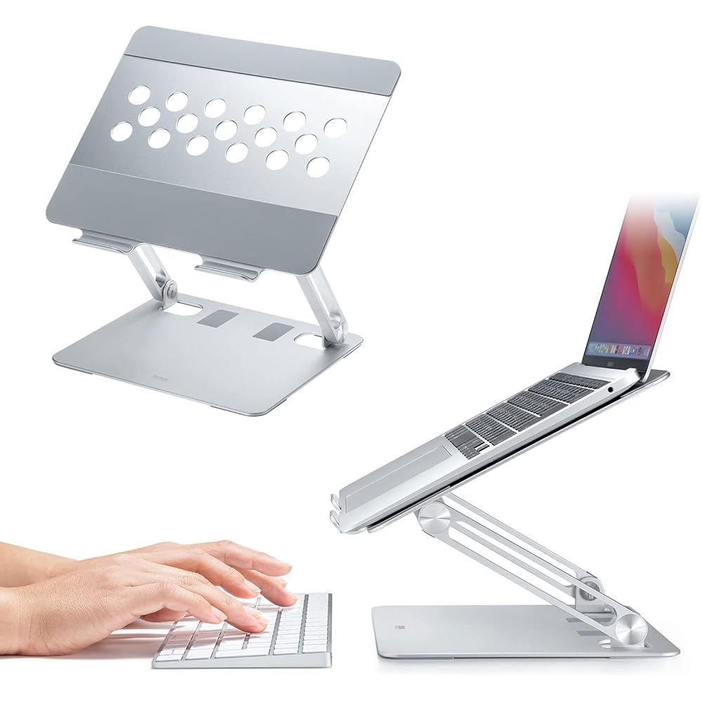 Sanwa Supply Aluminum Stand for Laptop (Angle/Height Adjustable Type) PDA-STN58S Silver