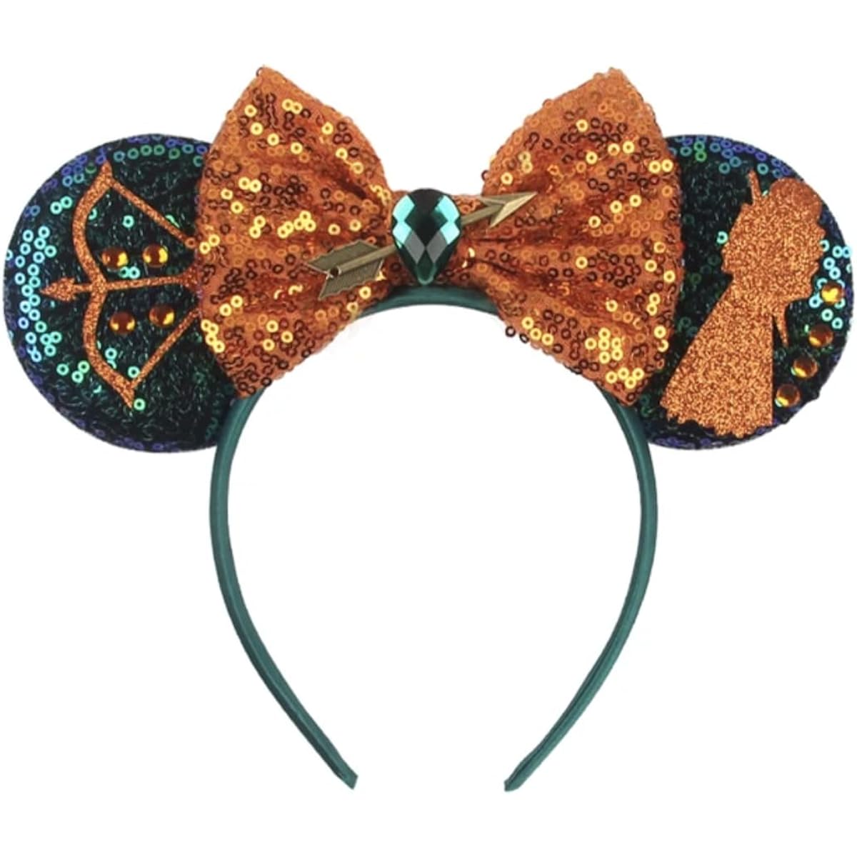 CLGIFT Brave Mini Ears, Choose Your Color, Rainbow Minnie Ears, Silver Gold Blue Minnie Ears, Rainbow Sparkle Mouse Ears, Classic Red Sequin Mini Ears (Merida)