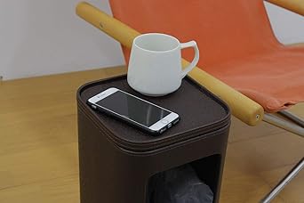 Leather style side table & dust box brown